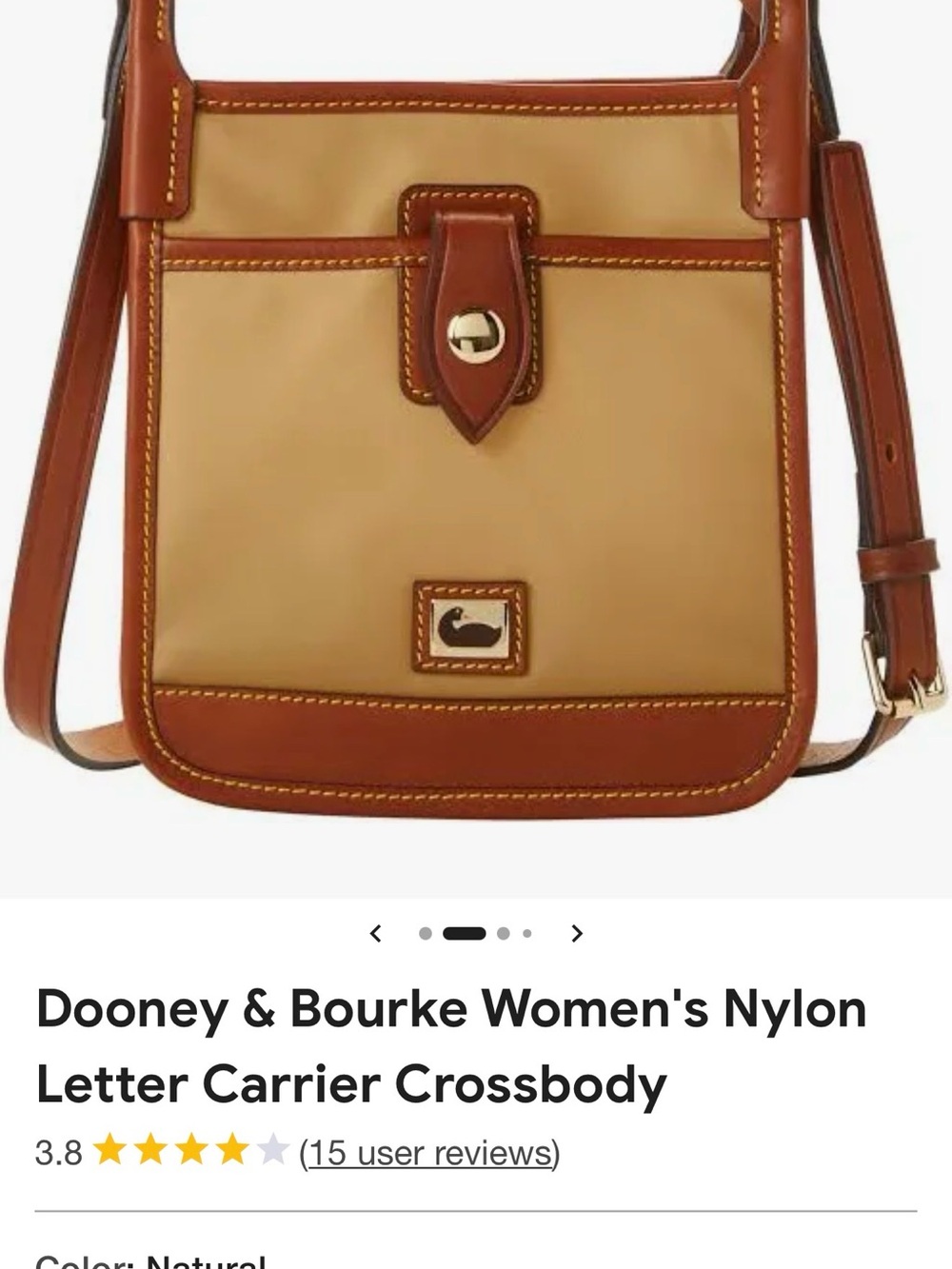 Dooney & Bourke Khaki and Tan Leather-Trim Messenger - Picture 9 of 16